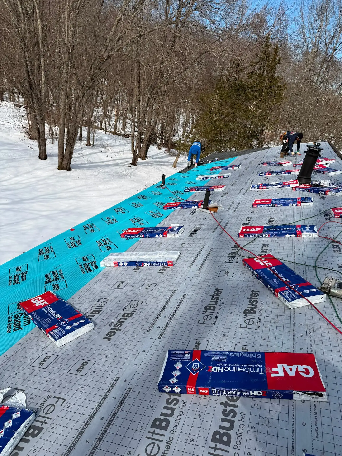 New roof installation, side elevation
