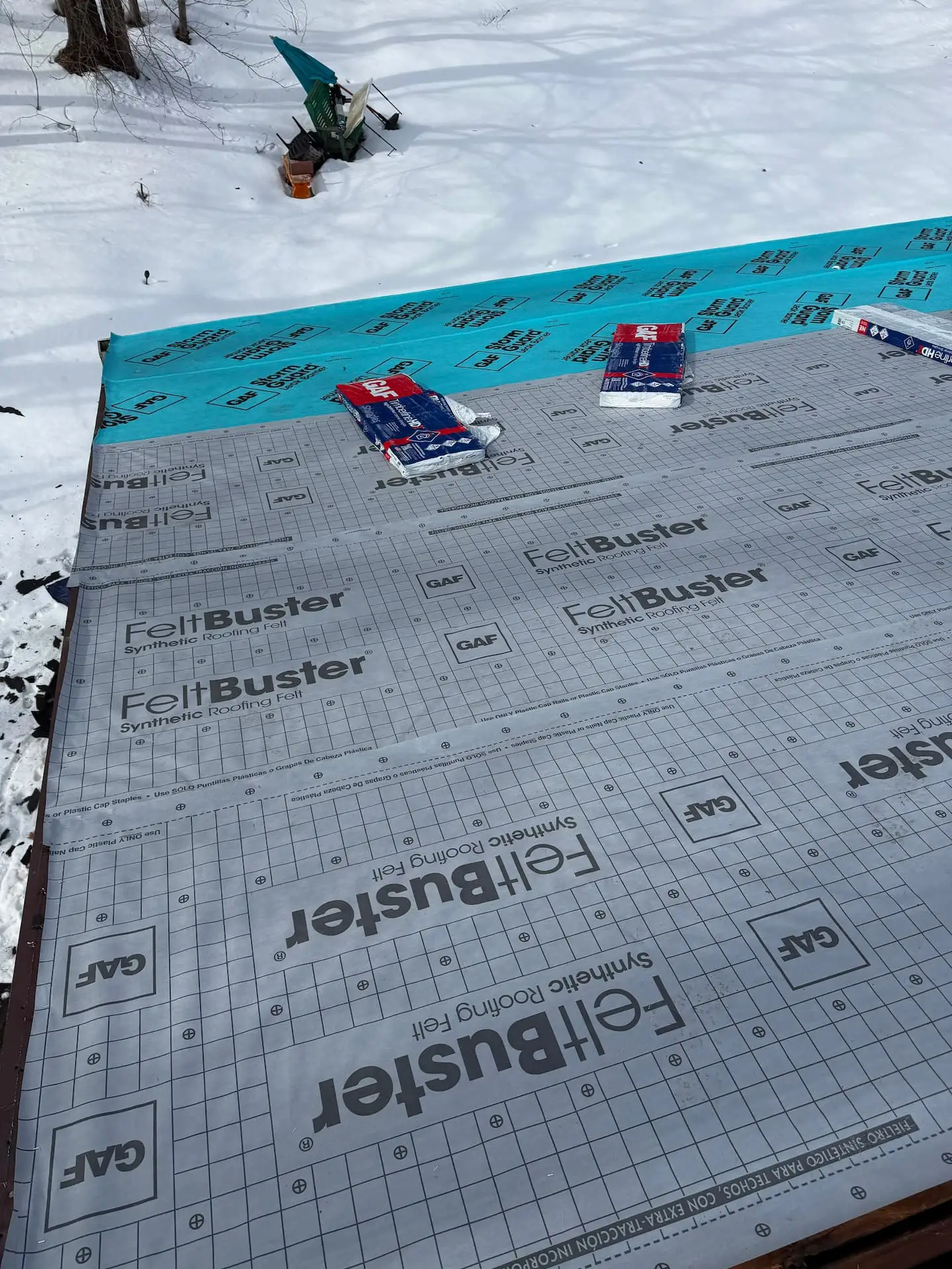 New roof installation, full elevation view