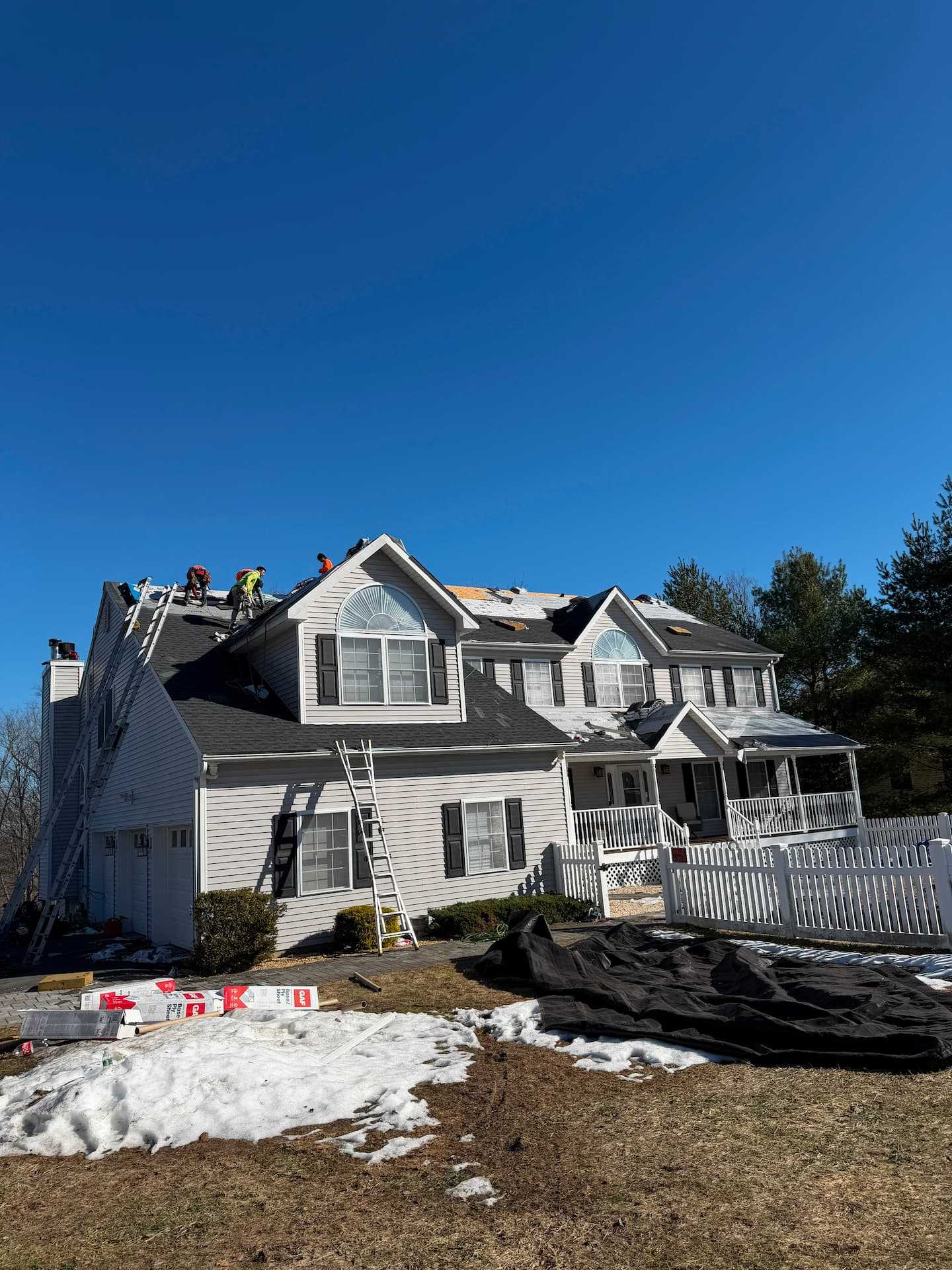 Before: Storm damage repair and re-roof in Katonah, NY