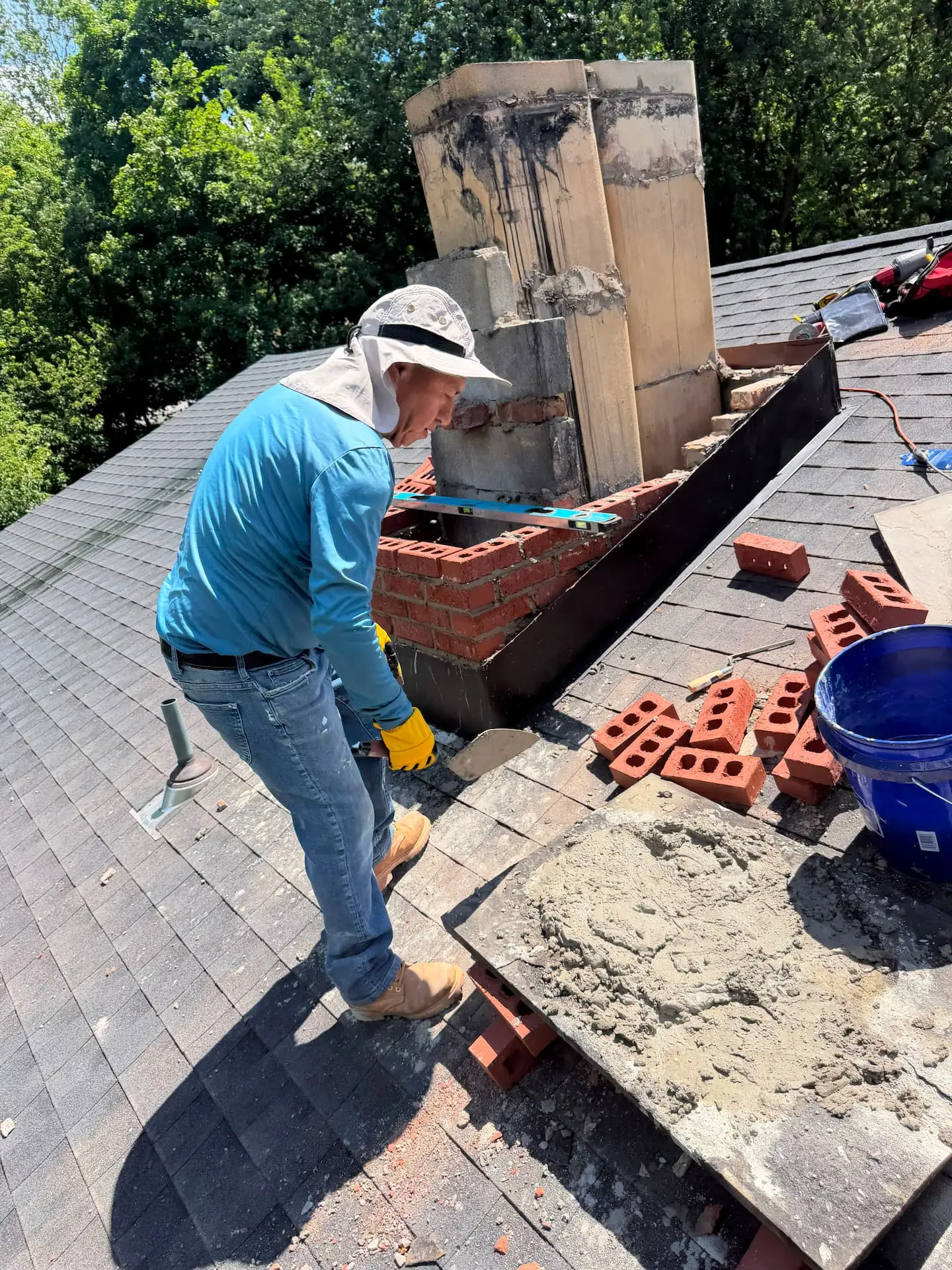 Chimney flashing and crown repair