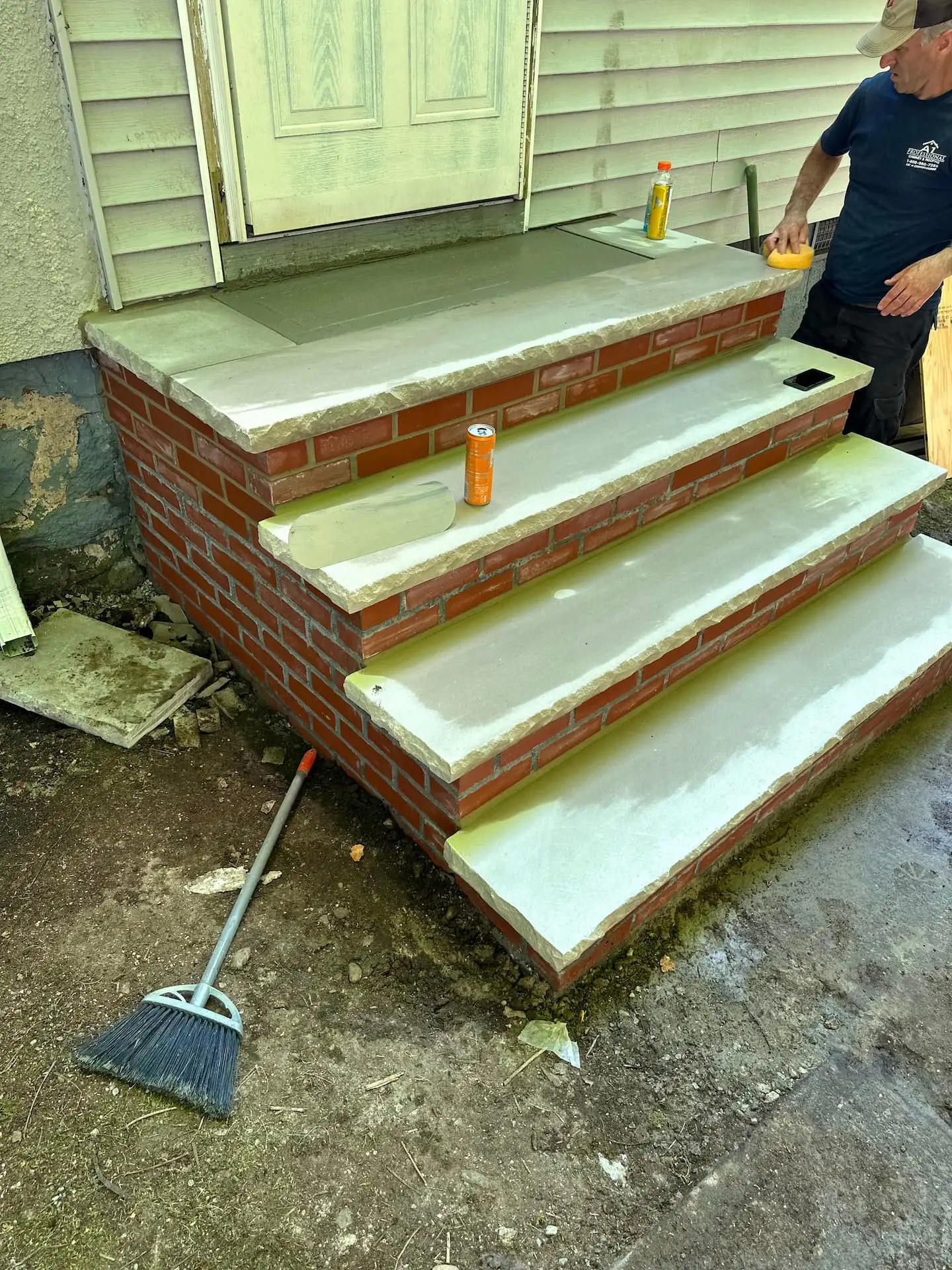 Finished stone masonry patio
