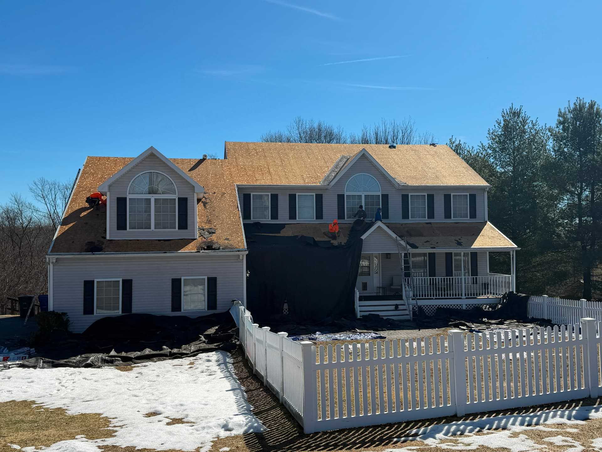Before: Full tear-off and GAF shingle install in Carmel, NY